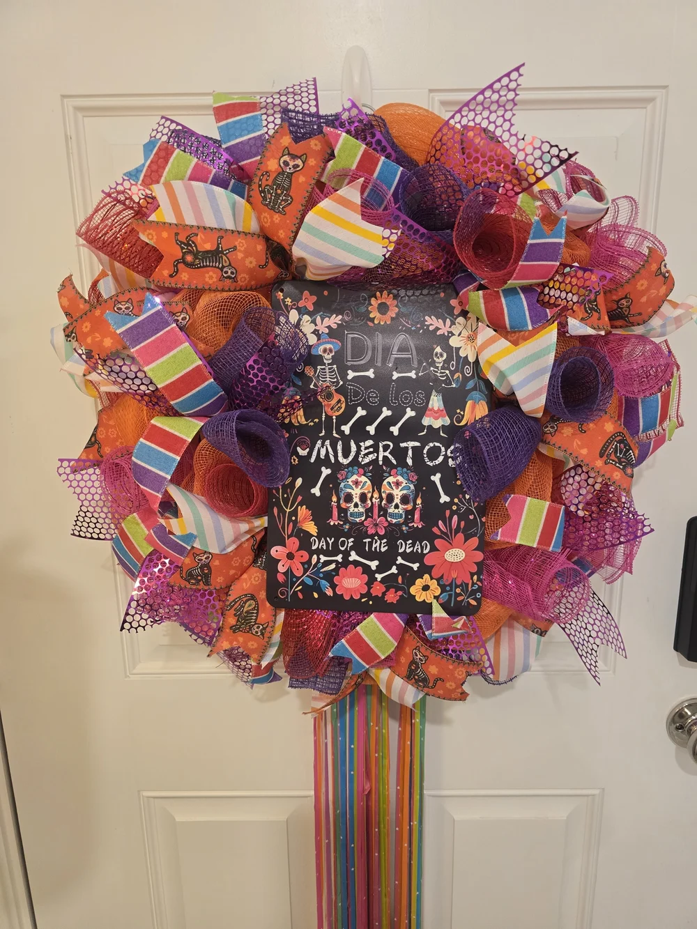 Day of the Dead Colorful Ribbon Wreath